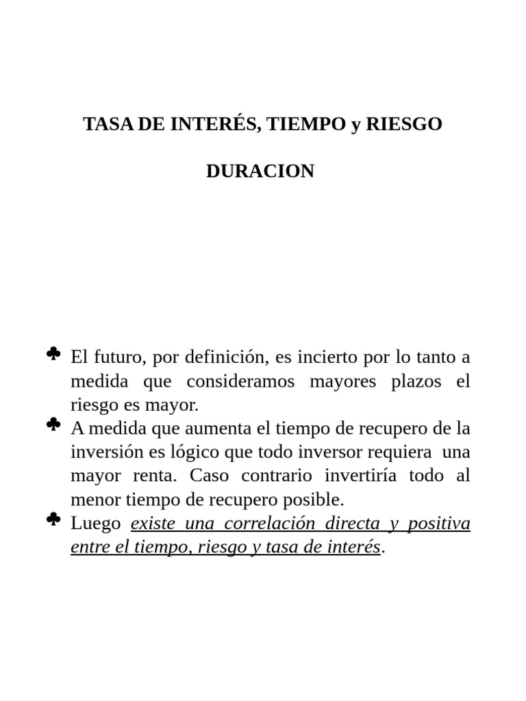 Tasa de Interés, Tiempo y Riesgo | PDF | Tasas de interés | Interés