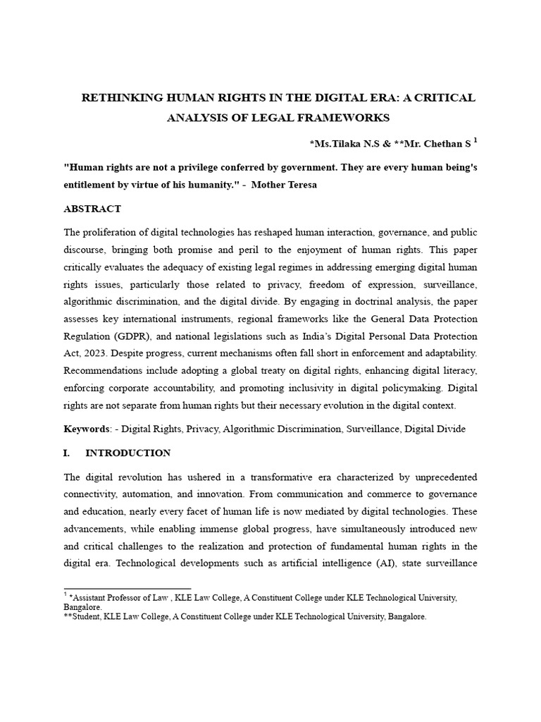 Digital Rights and Human Rights Evolution | PDF | Human Rights ...