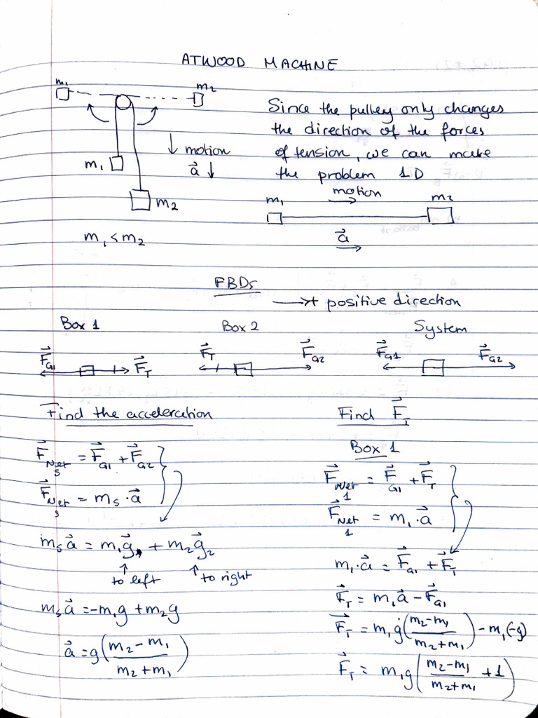 12U Atwood Machine Equations | PDF