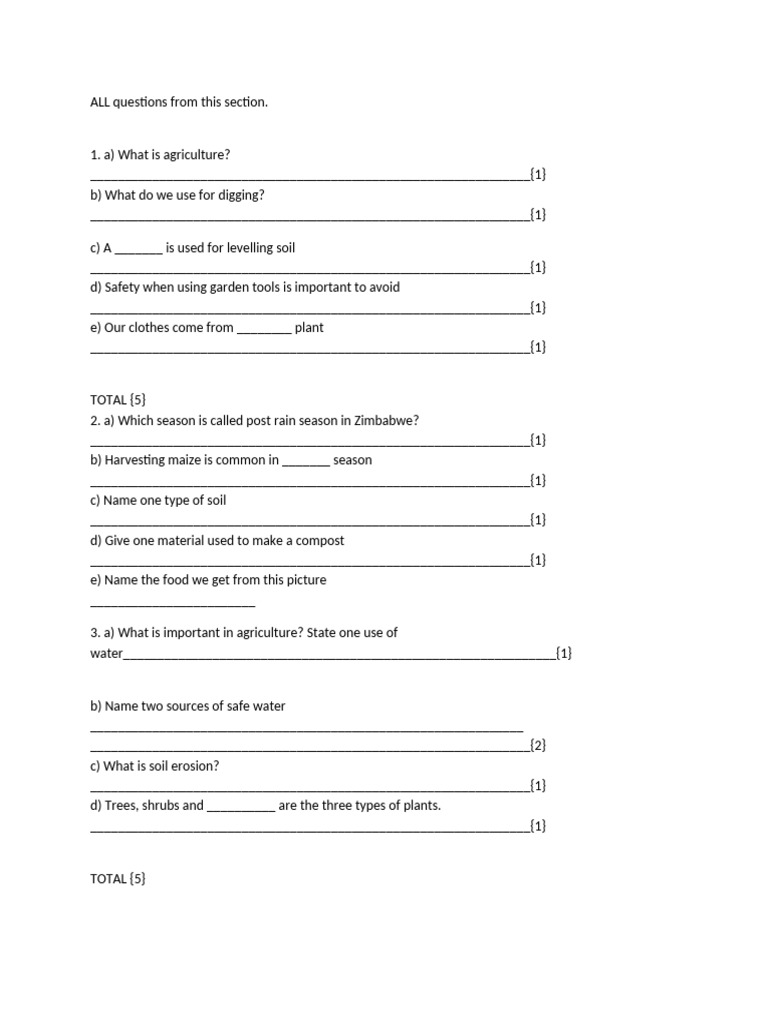 Agriculture Basics and Safety Quiz | PDF
