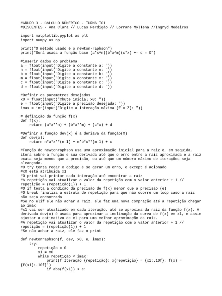 Método Newton-Raphson em Python | PDF | Ciência da Computação Teórica ...