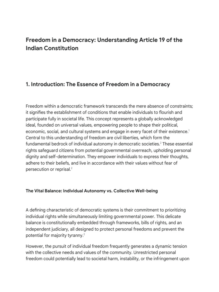 Article 19: Fundamental Freedoms in India | PDF | Democracy | Political ...