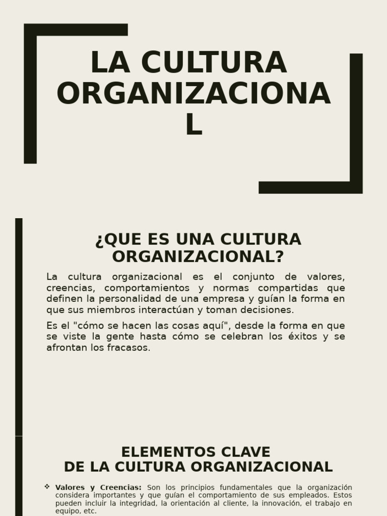 Claves de la Cultura Organizacional | PDF | Cultura organizacional ...