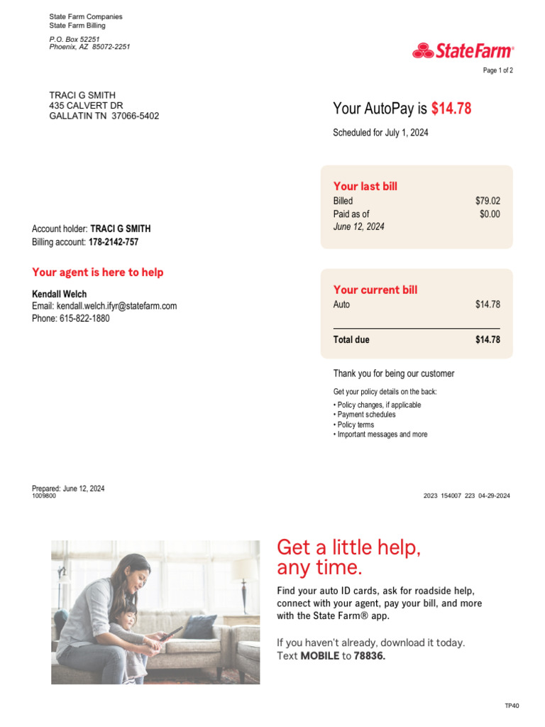 State Farm Billing Statement Overview | PDF