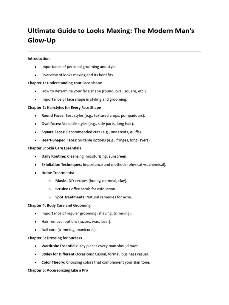 Ultimate Looks Maxing Guide for Men | PDF | Skin Care | Strength Training