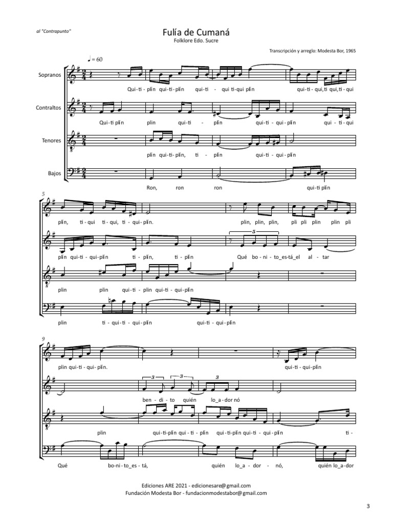 Arreglos Corales de Fulia de Cumaná | PDF