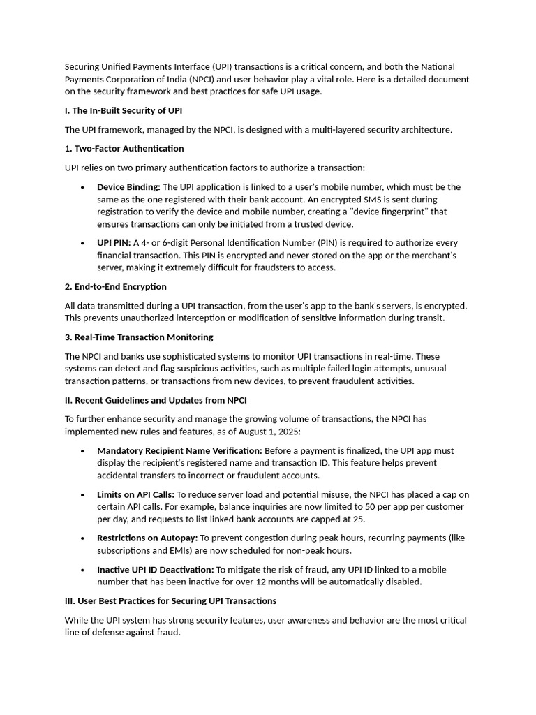UPI Security: Best Practices & Guidelines | PDF | Computer Security ...