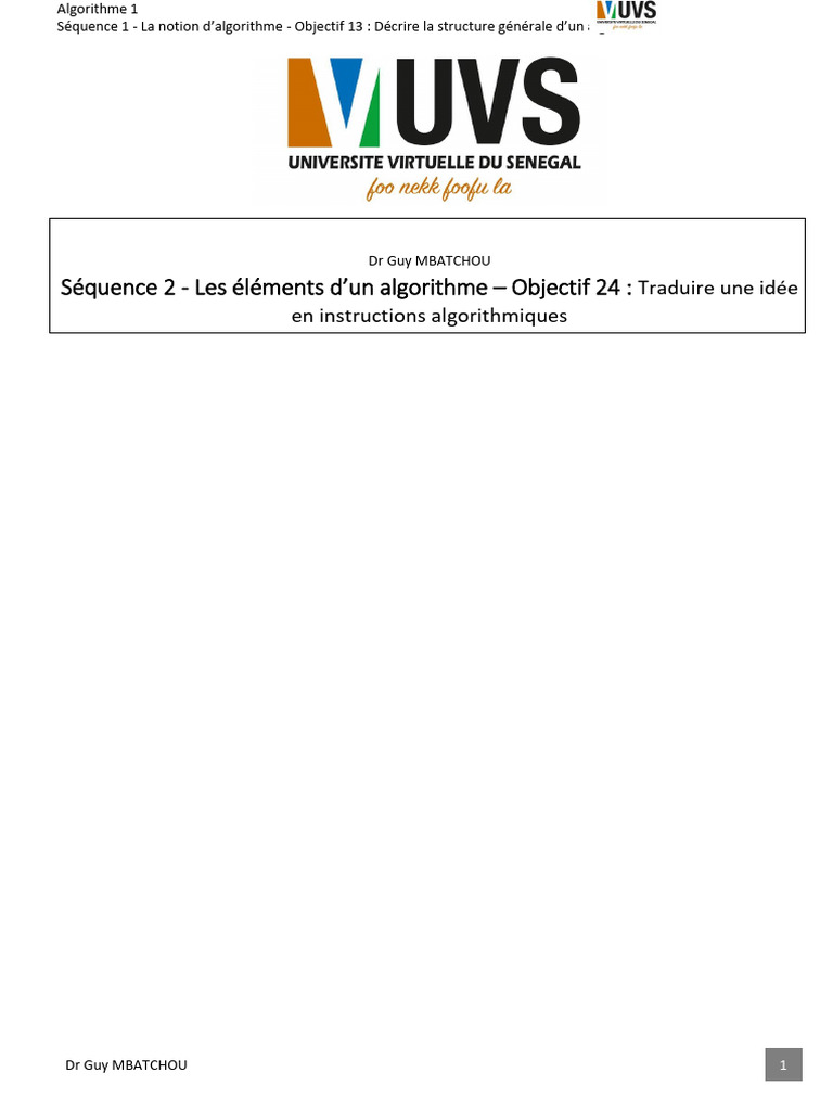 Structure et éléments d'un algorithme | PDF | Algorithmes | Informatique