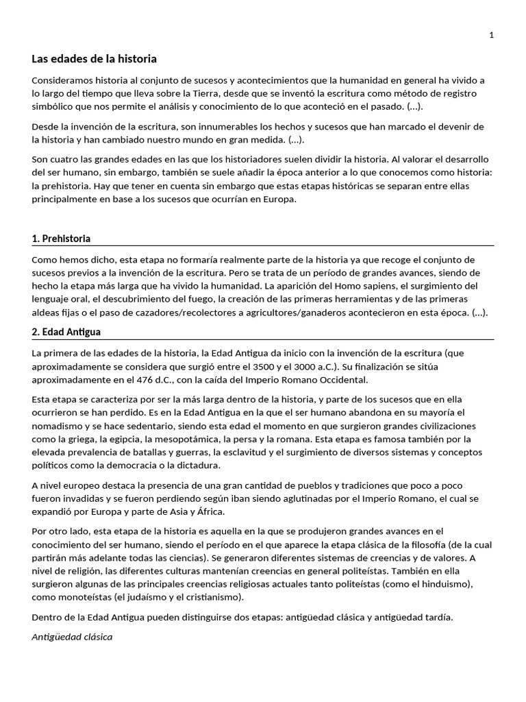 Edades de la Historia Humana | PDF | Edades medias | imperio Romano