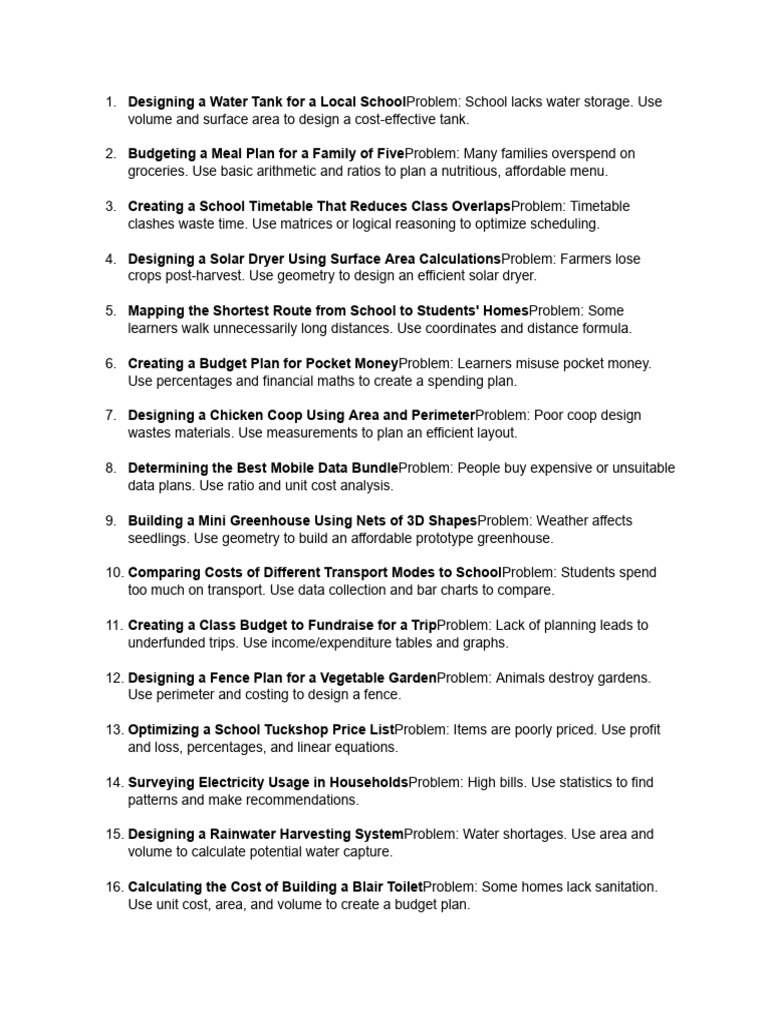 O Level Maths Project Ideas | PDF | Chart | Area