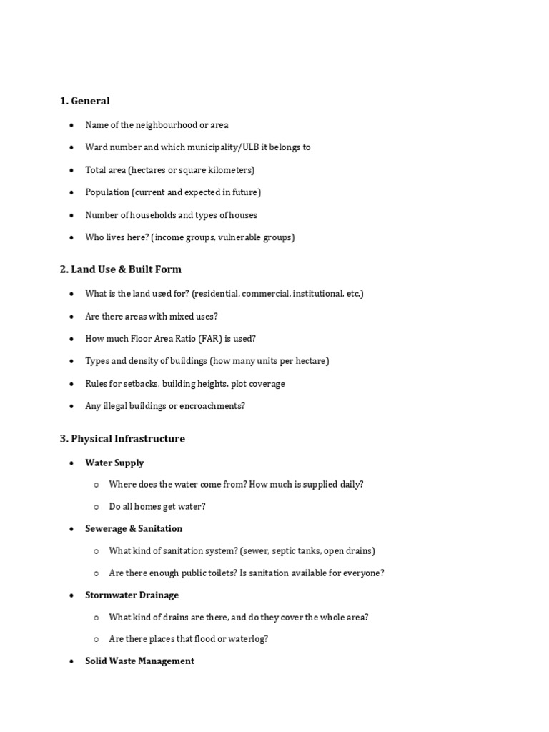 Neighborhood Profile and Infrastructure Overview | PDF | Sanitation ...