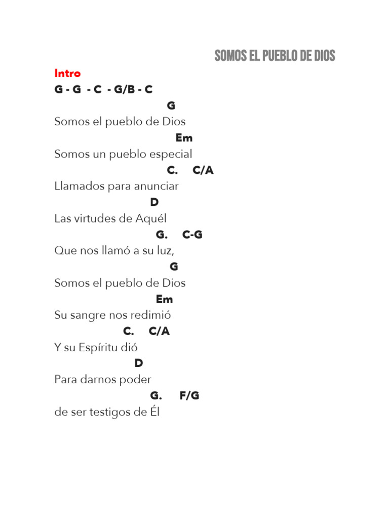 Acordes y Letra: Somos el Pueblo de Dios | PDF