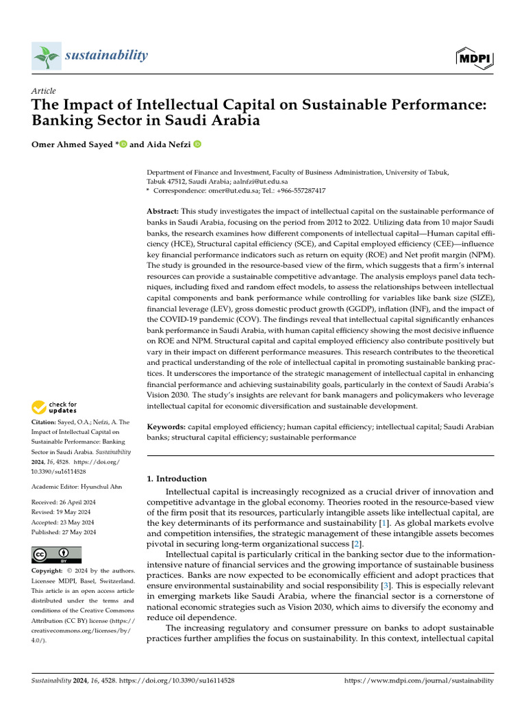 Intellectual Capital's Role in Saudi Banking | PDF | Sustainability ...