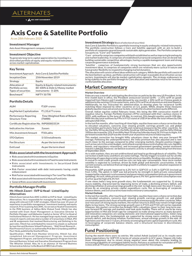 Factsheet - Axis Core and Satellite - Feb 2025 | PDF | Investing ...
