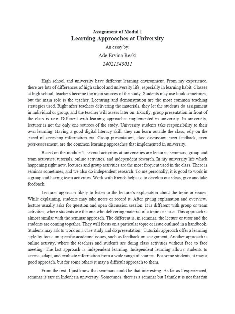 University Learning Approaches Explained | PDF | Lecture | Learning