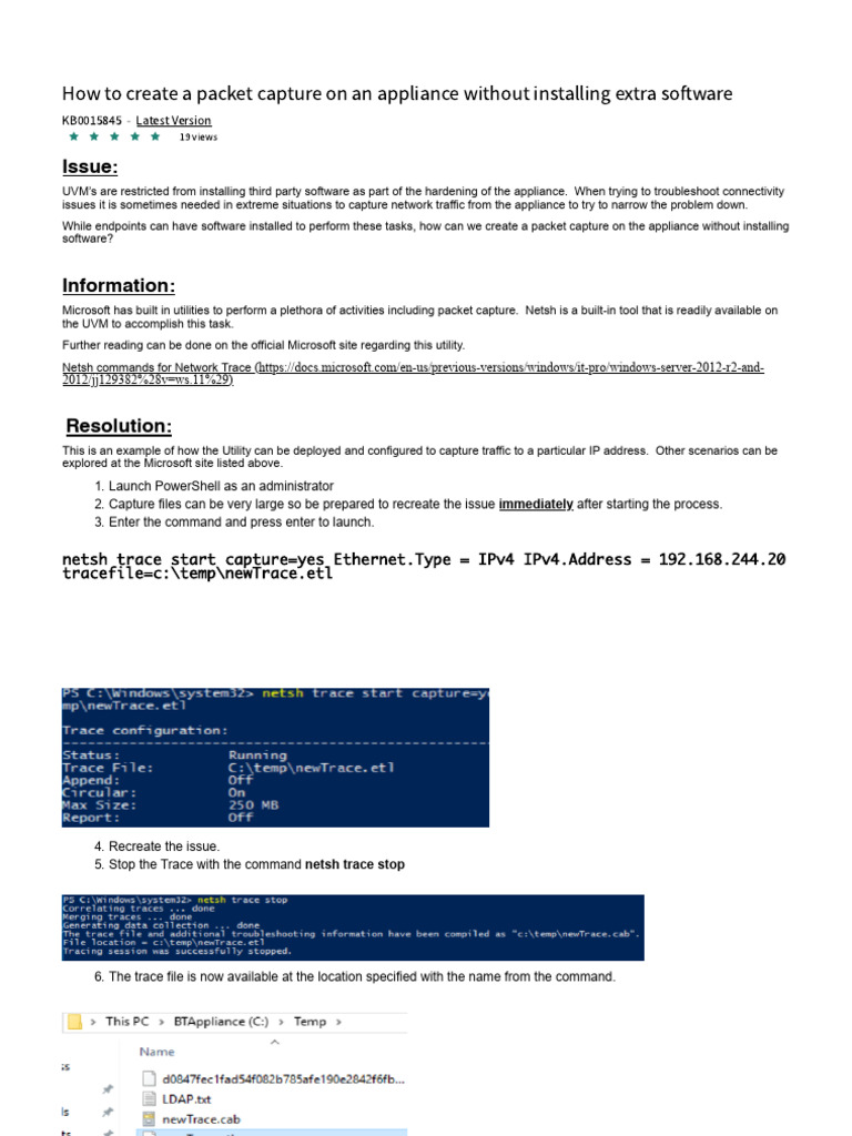 Packet Capture on Windows Server UVM | PDF