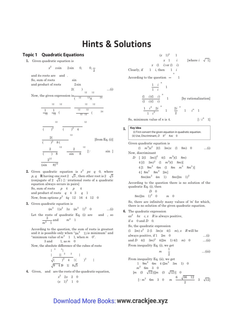 Quadratic Equations: Roots and Properties | PDF | Square Root ...