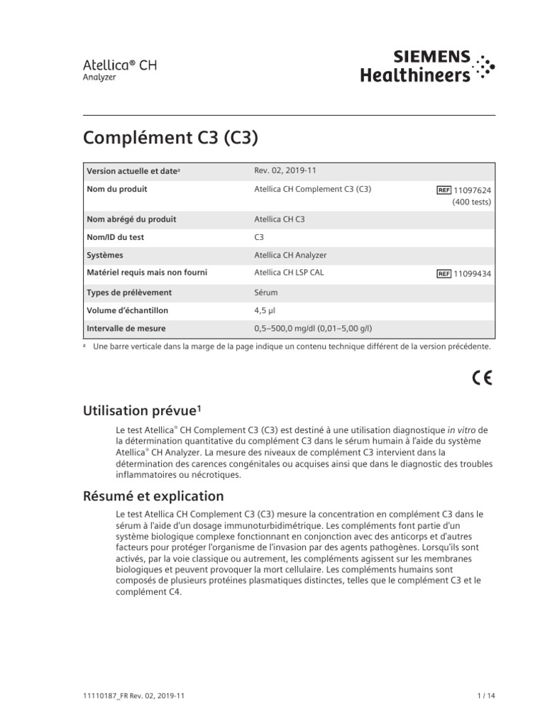 Test Atellica CH pour le complément C3 | PDF | Système du complément