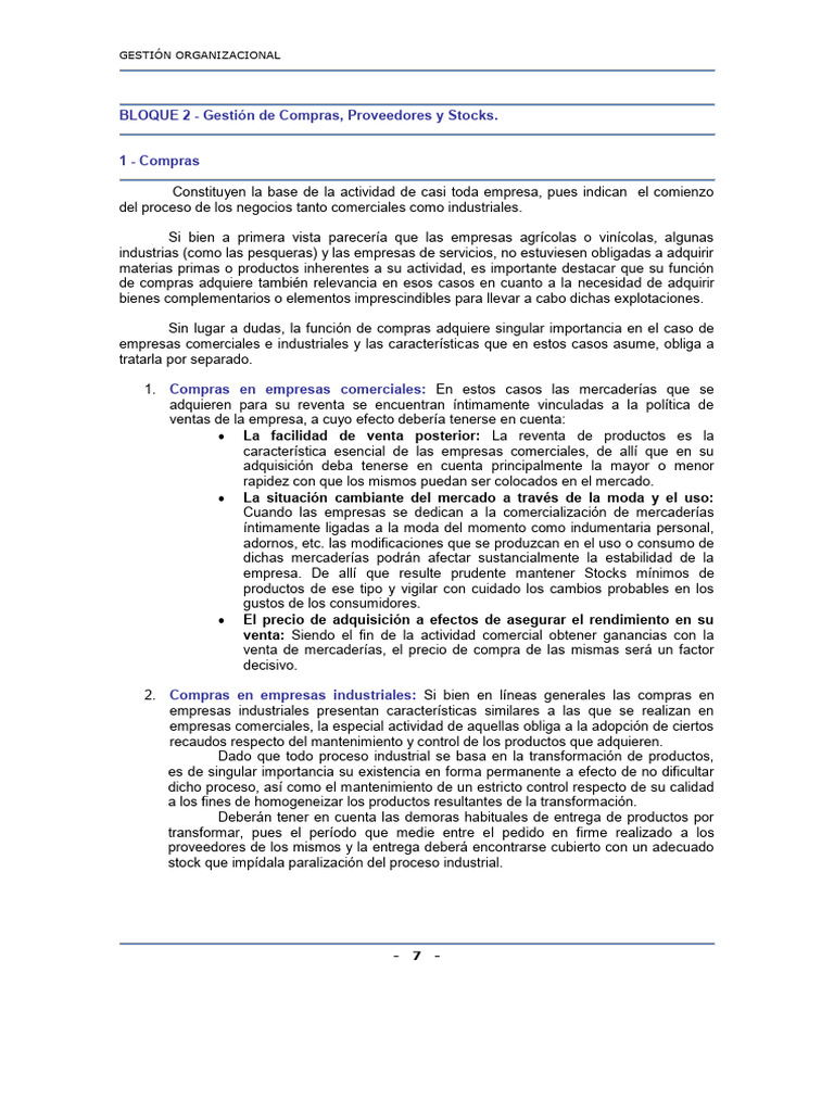 Gestión de Compras y Stocks Empresariales | PDF | Business | Negocios ...