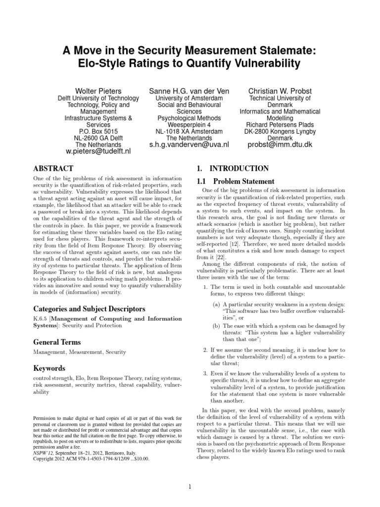 Elo Paper | PDF | Risk
