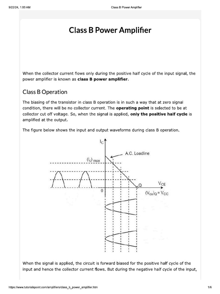 Class B Power Amplifier | PDF