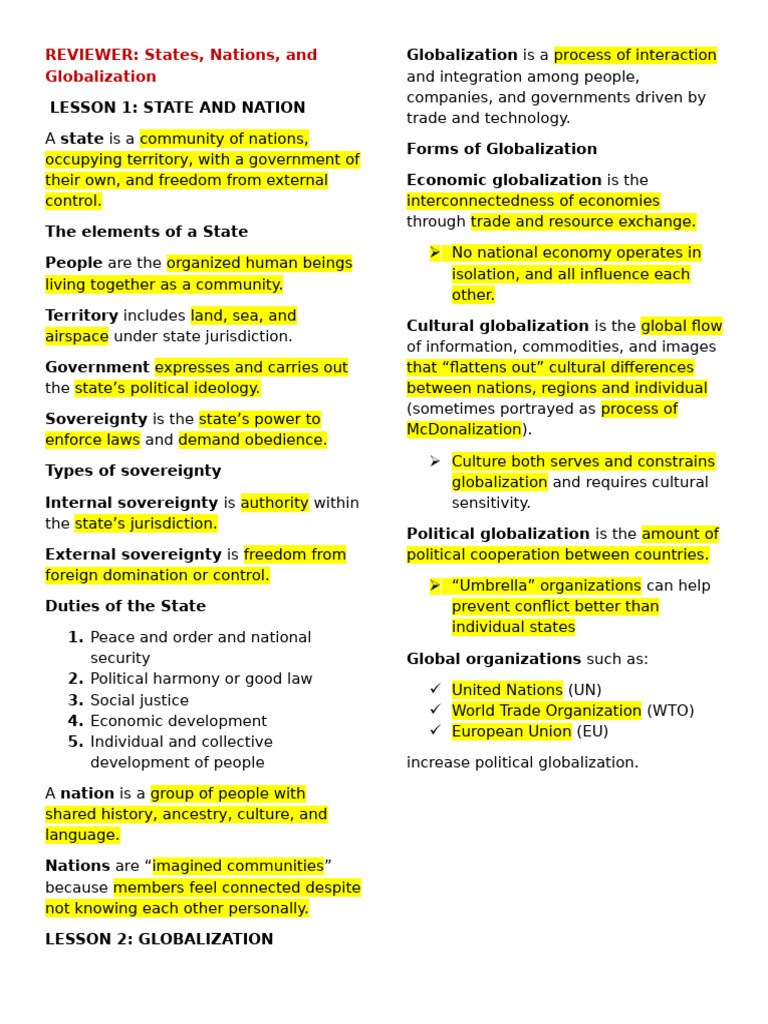 States, Nations, and Globalization Explained | PDF | Globalization ...
