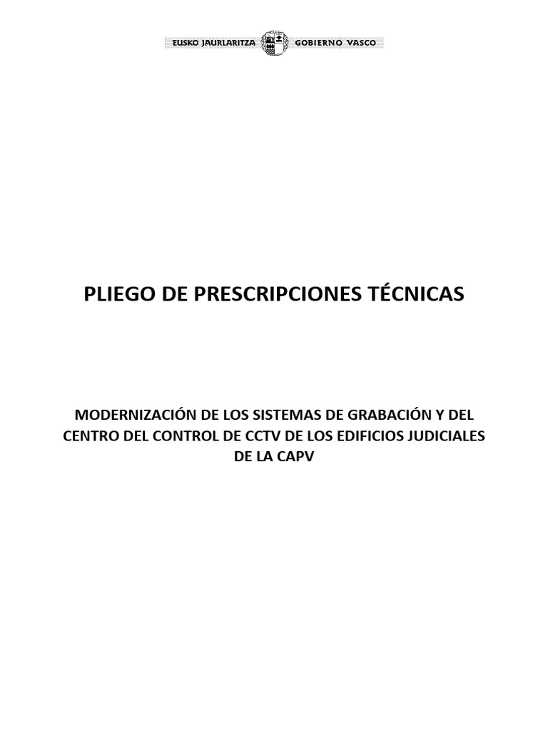 Modernización CCTV Edificios Judiciales CAPV | PDF | Circuito cerrado ...