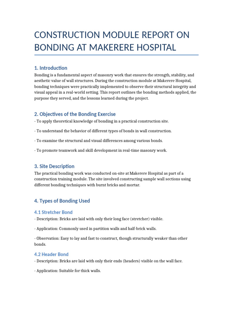 Bonding Techniques in Hospital Construction | PDF | Masonry | Brick