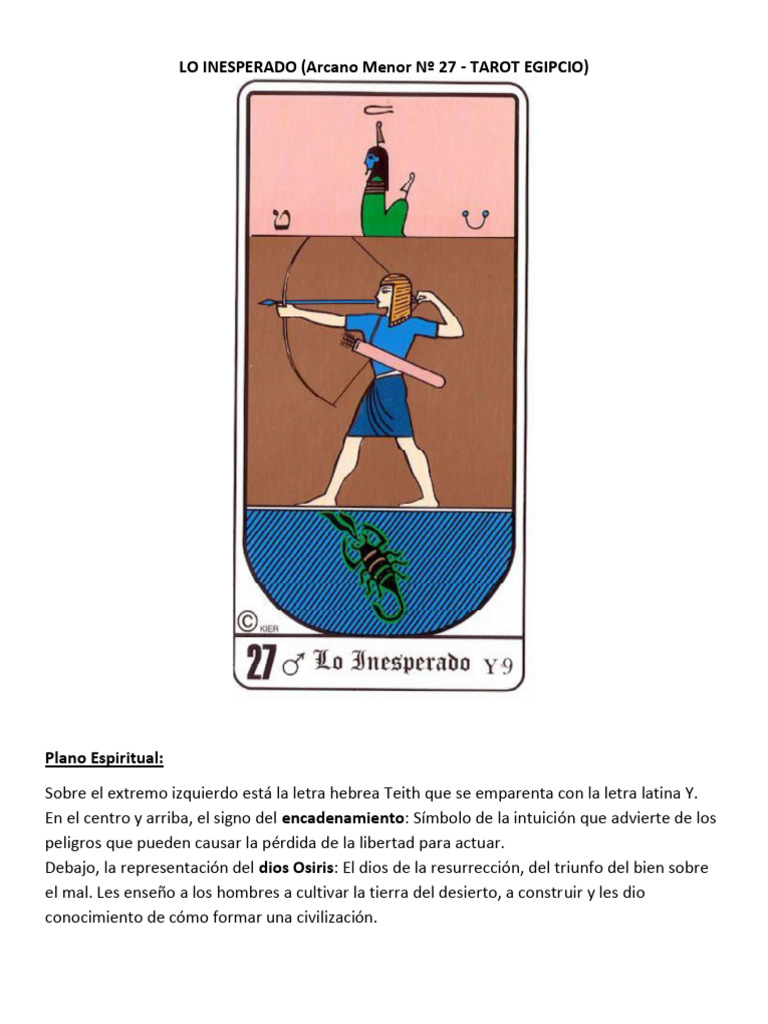 Arcano Menor 27 - Lo Inesperado - Tarot Egipcio - Con Inversion | PDF ...