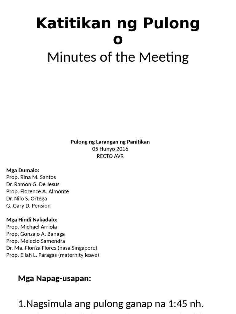 Katitikan NG Pulong | PDF