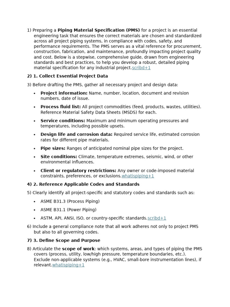 Piping Material Specification Guide | PDF | Pipe (Fluid Conveyance ...