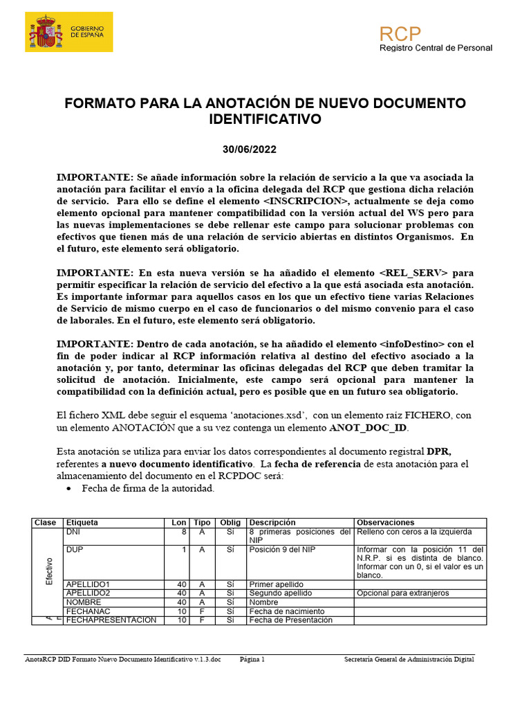 Formato Anotación Documento Identificativo | PDF | Informática