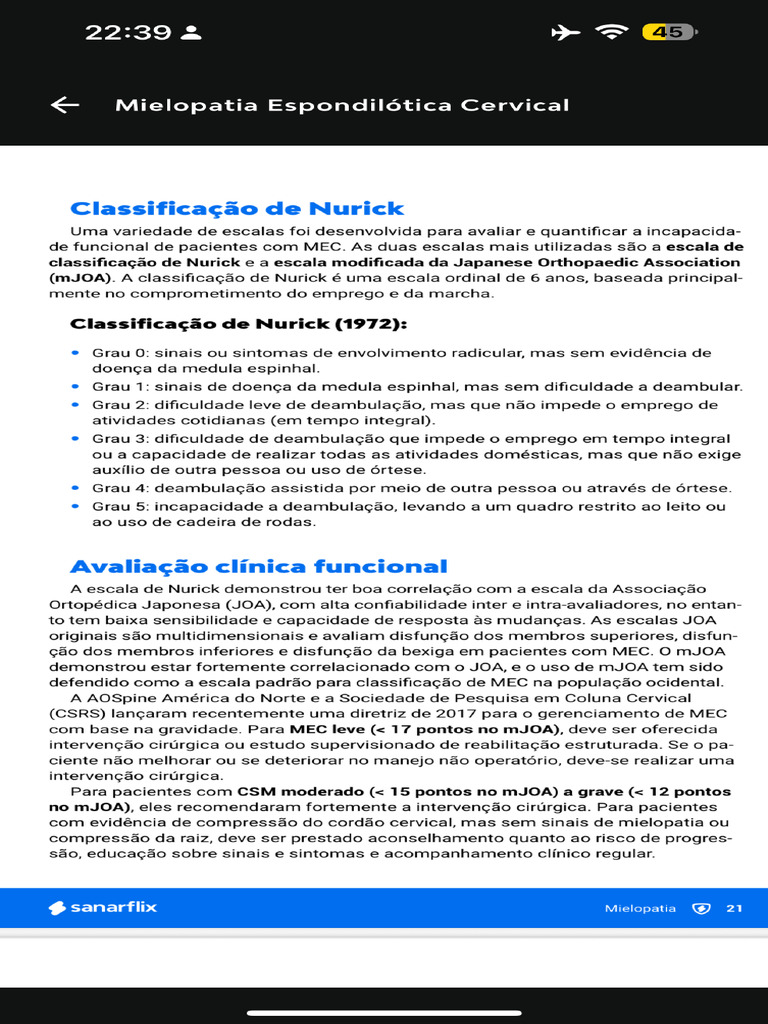 Nurick Coluna Cervical | PDF