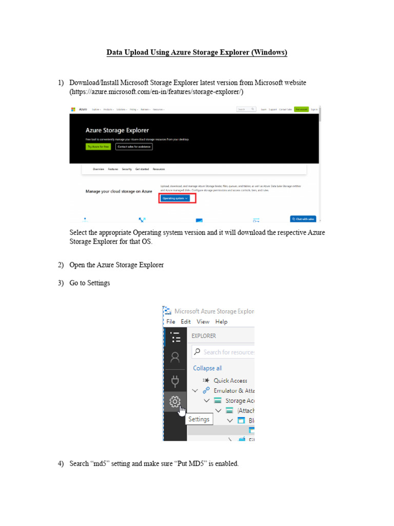 Uploading Data with Azure Storage Explorer | PDF