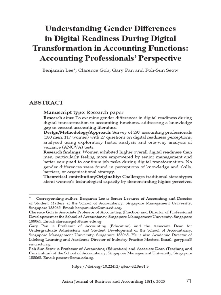 Gender and Digital Readiness in Accounting | PDF | Factor Analysis ...