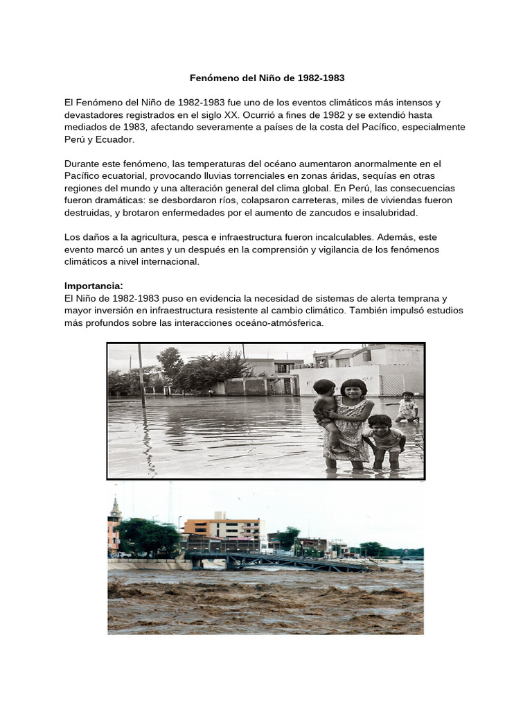 Impacto del Fenómeno del Niño 1982-83 | PDF