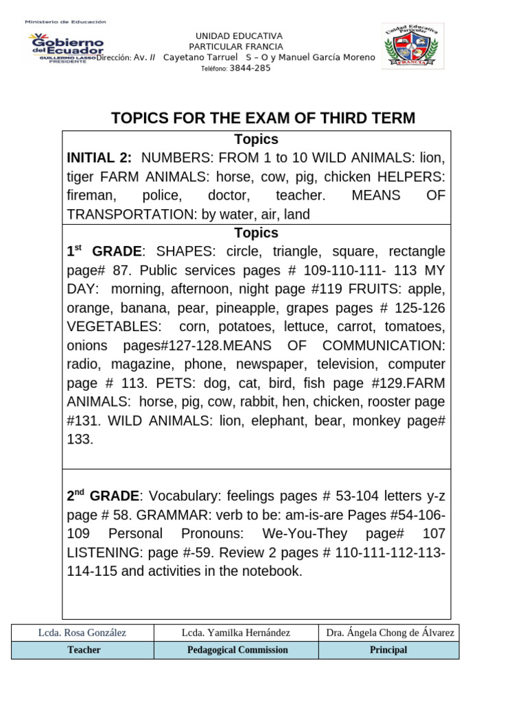 Tem. Ingles Examen III Trimestre | PDF | Linguistics | Linguistic ...