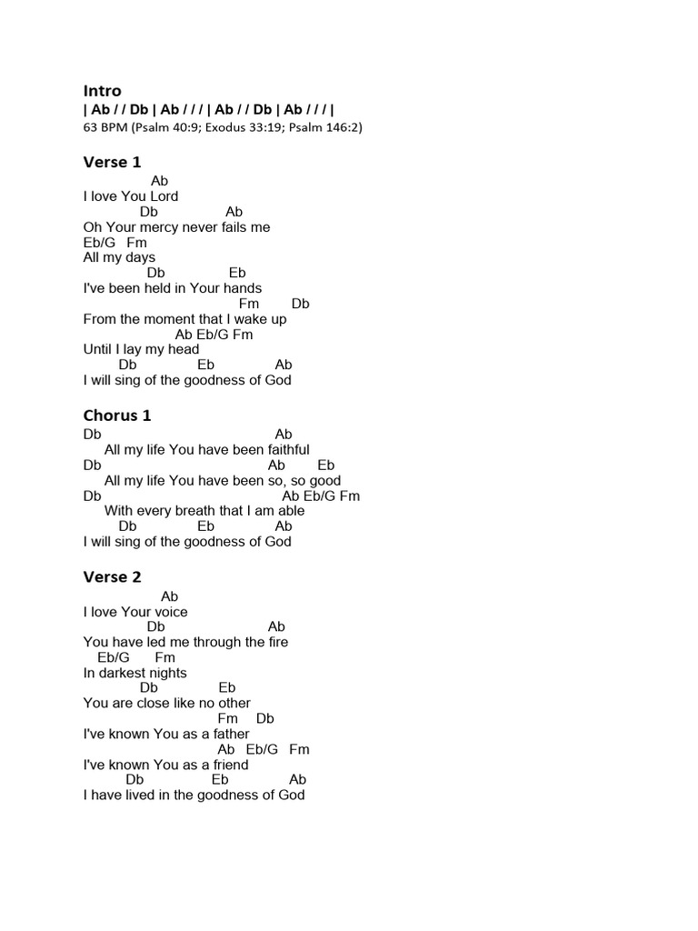 Goodness of God Lyrics and Chords | PDF