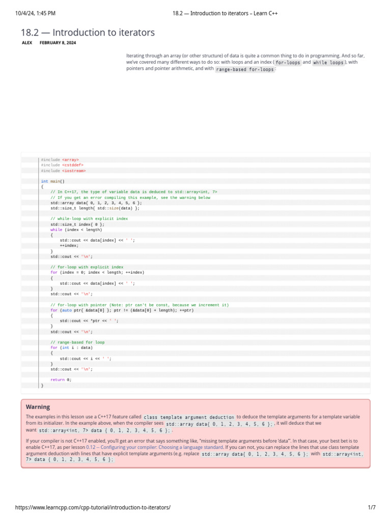 C++ Iterators: Basics and Usage | PDF | Pointer (Computer Programming ...