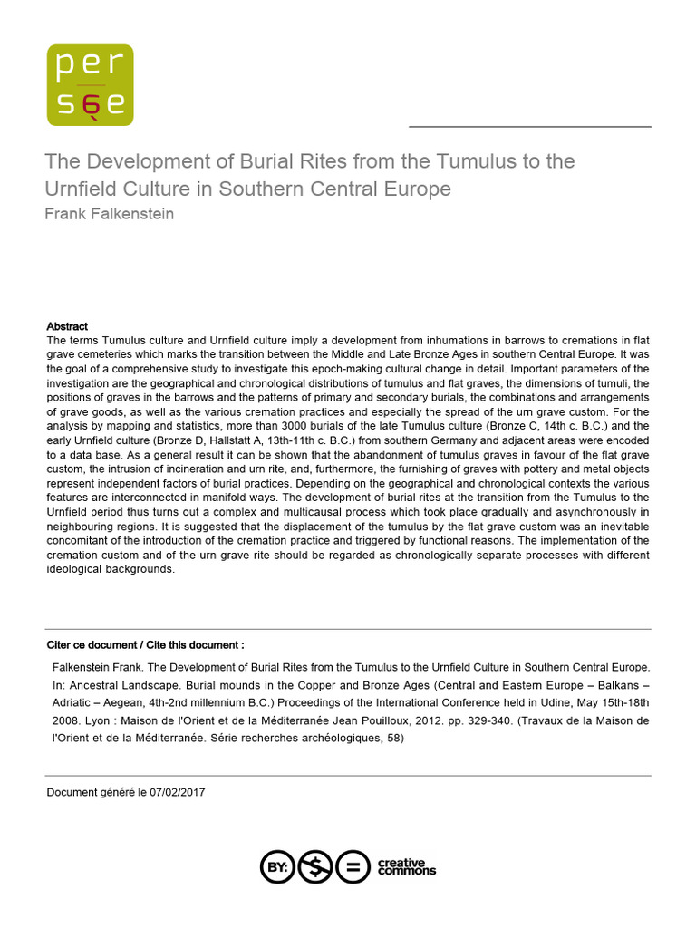 Burial Rites: Tumulus to Urnfield Culture | PDF | Burial | Cremation