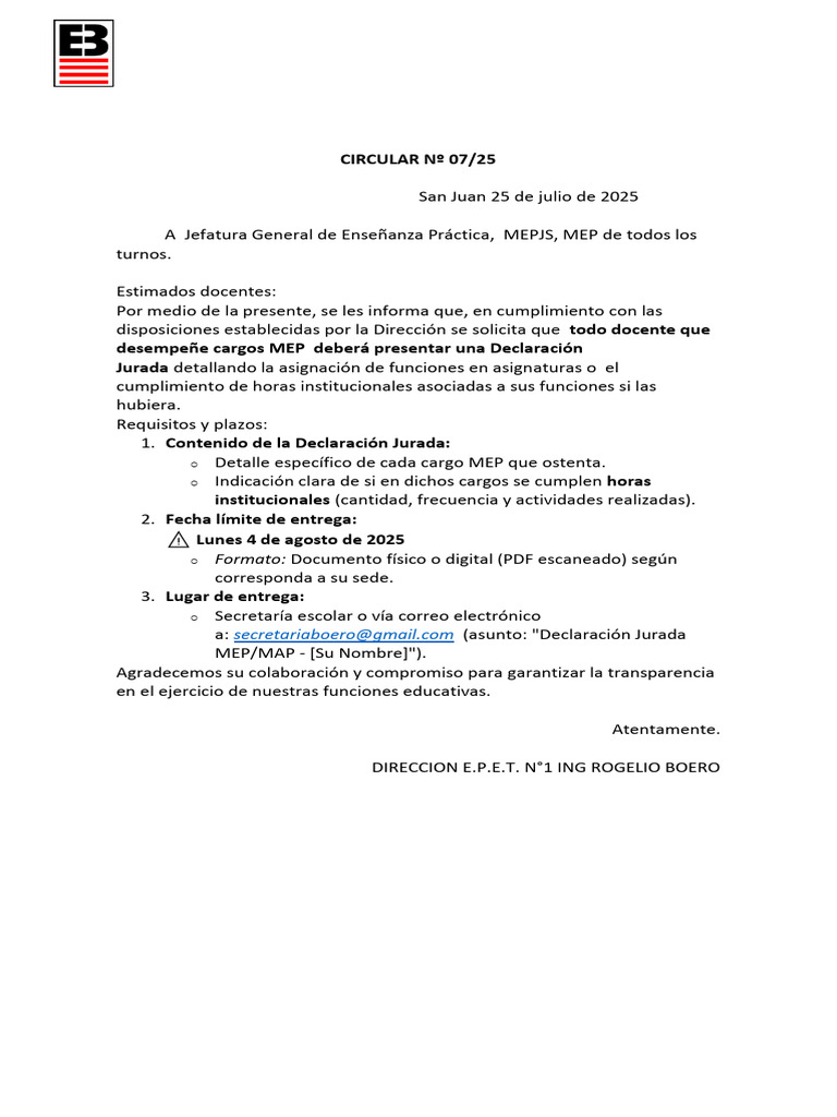Circular 07 25 | PDF