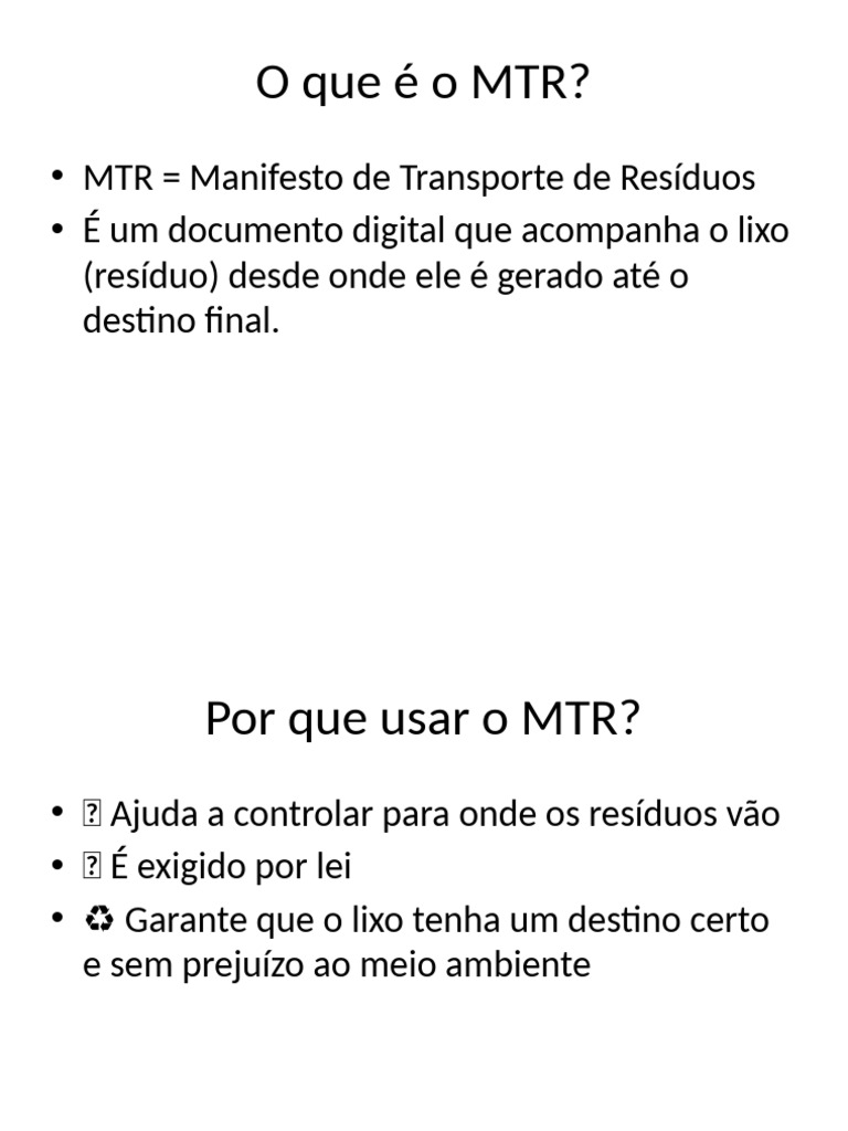 Guia Completo sobre o MTR e sua Utilização | PDF
