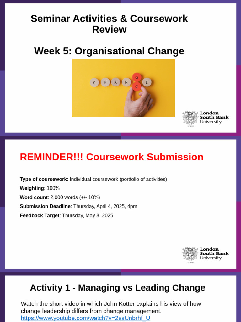 Seminar Coursework Review SC | PDF | Change Management | Human Resource ...