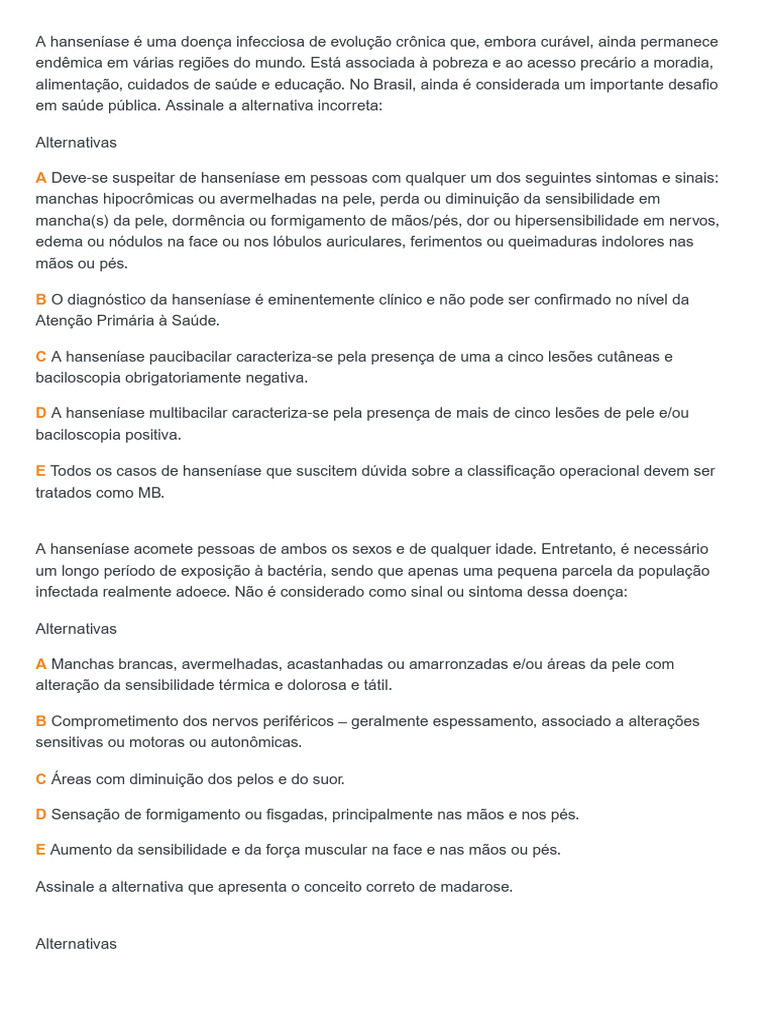 Hanseníase: Sintomas e Diagnóstico Correto | PDF | Lepra | Tuberculose