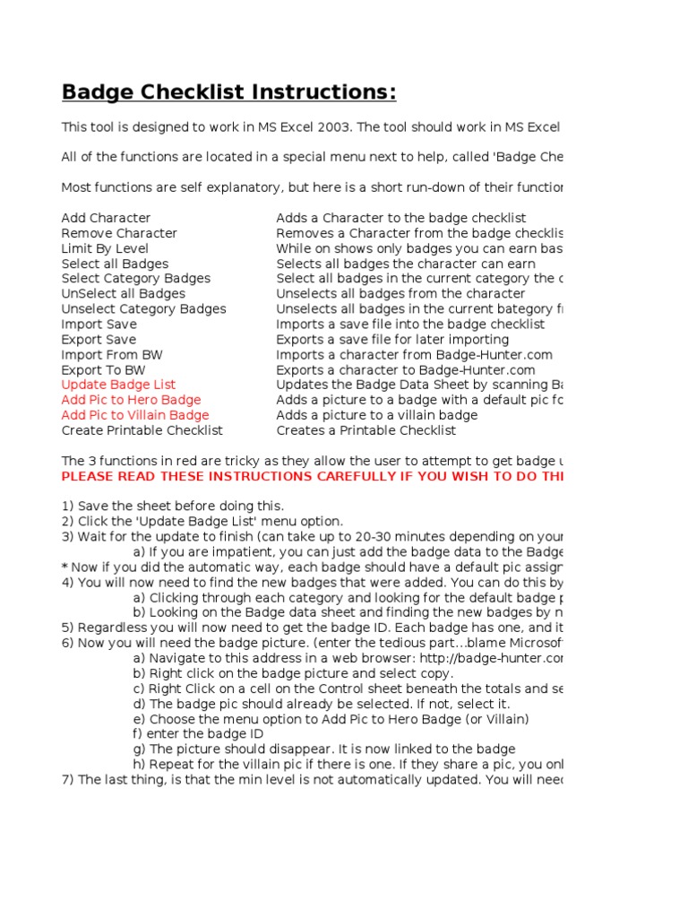 Master Badge Checklist Ver 2.0 | PDF | Pic Microcontroller | Microsoft ...