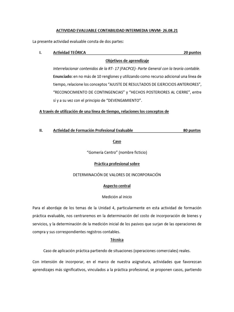 AFP Evaluable Unidad 1 - CI-2021 | PDF | Contabilidad | Medición