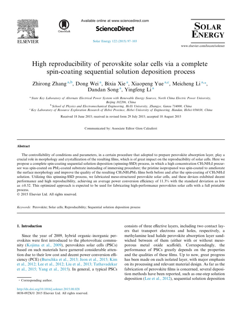 High Reproducibility in Perovskite Solar Cells | PDF | Applied And ...