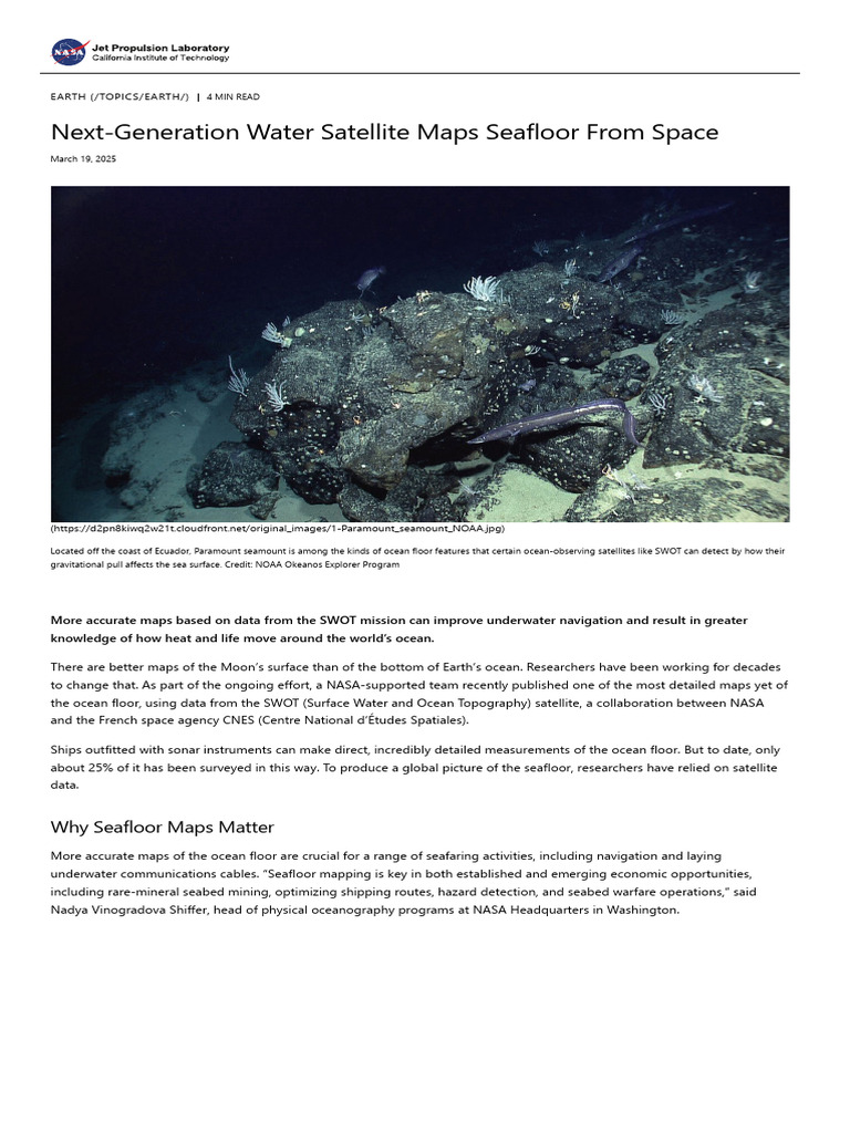 Next-Generation Water Satellite Maps Seafloor From Space - NASA Jet ...