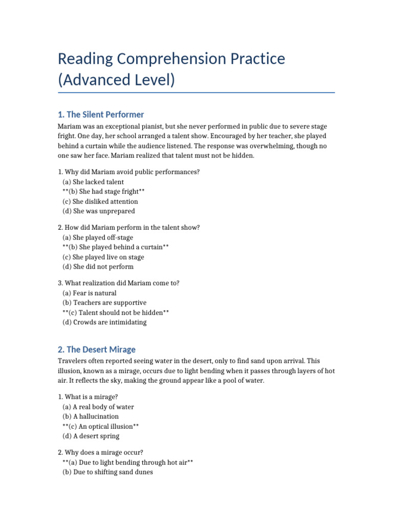 O Level English Comprehension Practice | PDF