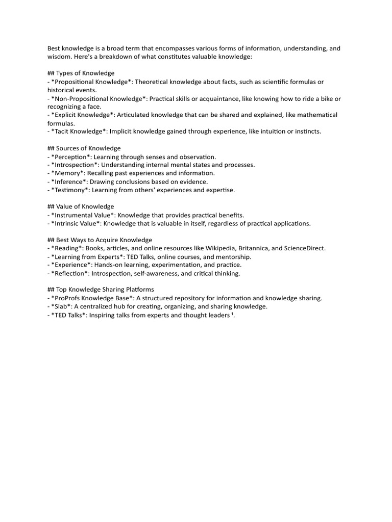 Best Knowledge | PDF